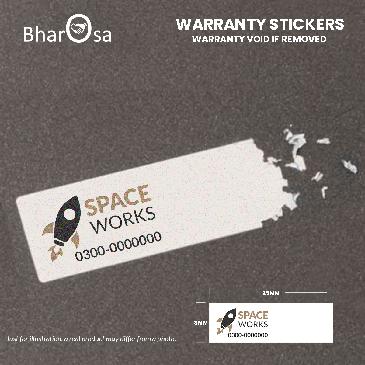 Personalized Warranty Stickers 25mm x 8mm