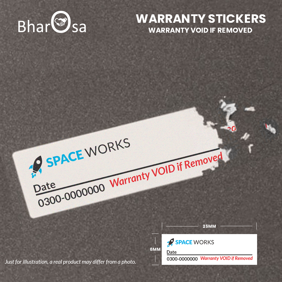 Personalized Warranty Stickers 25mm x 8mm